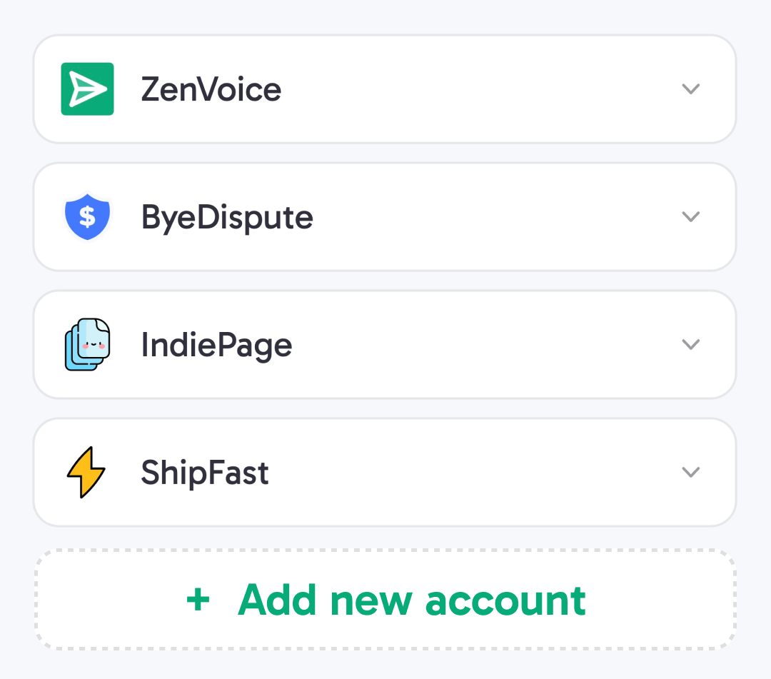 ZenVoice dashboard: Connect Stripe accounts